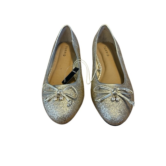 Torrid Gold Glitter Ballet Flat Size 10.5 (WW) - Picture 2 of 7